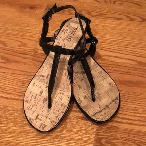 Ditto by Van Eli black patent wedge sandals